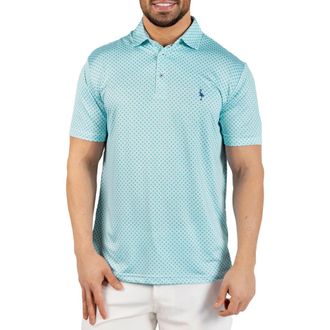 Tailorbyrd Geometric Floral Print Performance Polo in Spearmint at Nordstrom Rack, Size X-Large