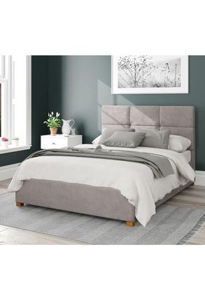 Aspire Home Accents Caine Upholstered Ottoman Storage Bed, Plush Velvet Fabric in Silver | Size: Single