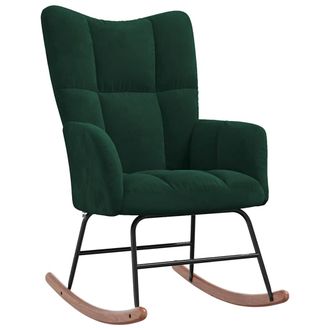 vidaXL Silla Mecedora De Terciopelo Verde Oscuro Vidaxl