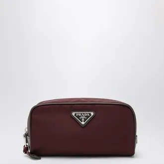 Prada Speedrock Re-Nylon and leather pouch in burgundy