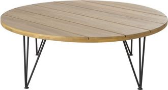 Maisons du monde Mesa de centro de exterior de madera de acacia maciza y metal negro D.100