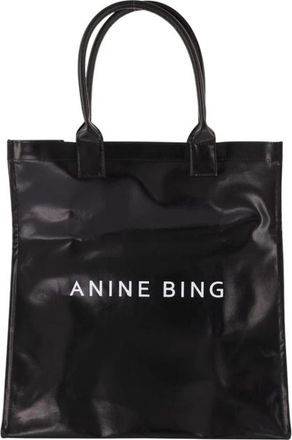 Anine Bing Leo Canvas Tote - Dames - Shoppers - Zwart - ONE Size - Katoen - Tassen