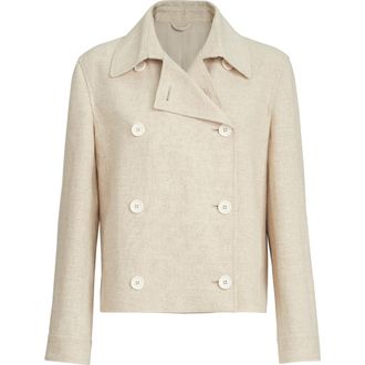 Brunello Cucinelli Crop caban jacket with monili in Beige at Nordstrom, Size 50 It