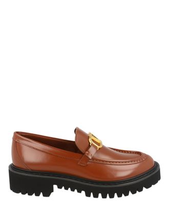 Valentino VLogo Signature Glossed-Leather Loafers
