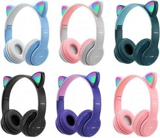 Trade Shop Trade Shop - Cuffie Bluetooth Wireless Gaming Auricolare Led Orecchie Gatto Smartphone Q-em51