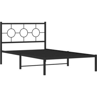 vidaXL Estructura Cama Sin Colch&oacute;n Con Cabecero Metal Negro 107x203 Cm Vidaxl