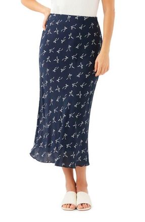 Karen Kane Bow Print Bias Cut Midi Skirt at Nordstrom, Size X-Large