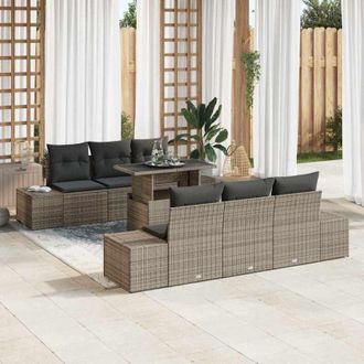 vidaXL Conjunto De Sof&aacute; De Jard&iacute;n Manual 7 Pcs Gris 100 X 55 X 73 Cm Vidaxl