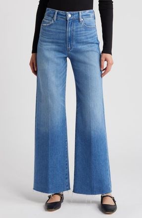 Paige Anessa High Waist Raw Hem Wide Leg Jeans in Mesmerize at Nordstrom, Size 33