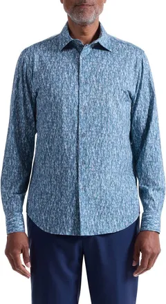 Bugatchi James OoohCotton Print Button-Up Shirt in Teal at Nordstrom, Size Xx-Large
