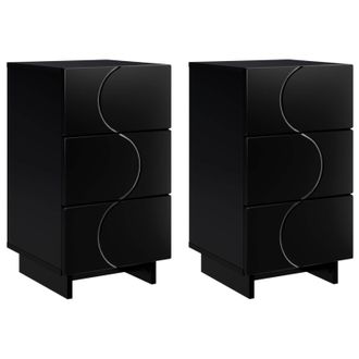 vidaXL Mesa De Noche 2 Pcs Negro 33,5 X 34,5 X 60 Cm Vidaxl