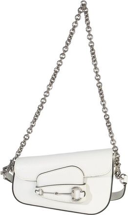 Gucci White Leather Mini Asymmetric Horsebit 1955 Shoulder Bag (Authentic Pre-Loved)