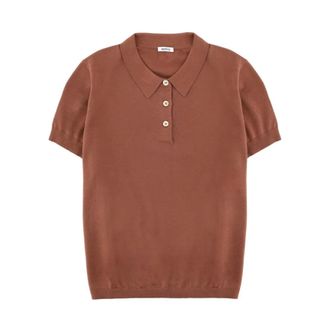 Aspesi Polo Shirts, female, Brown, Size: 2XS Cotton, Silk and Linen Polo Shirt