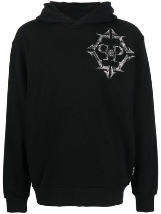 Philipp Plein Chrome rhinestone-embellished hoodie - Black
