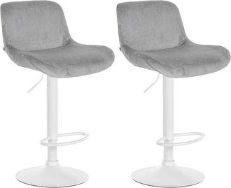 Clp Lote De 2 Taburetes De Bar Solon Blanco Gris Terciopelo