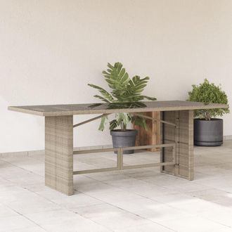 vidaXL Mesa Jard&iacute;n Superficie Vidrio Rat&aacute;n Pe Gris Claro 190x80x74 Cm Vidaxl