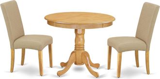 East West Furniture Dining Room Set Oak, ANDR3-OAK-16