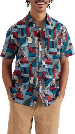 Seasalt Cornwall Godrev Print Organic Cotton Shirt in Drawn Shapes Sketch Inkwell at Nordstrom, Size Xx-Large