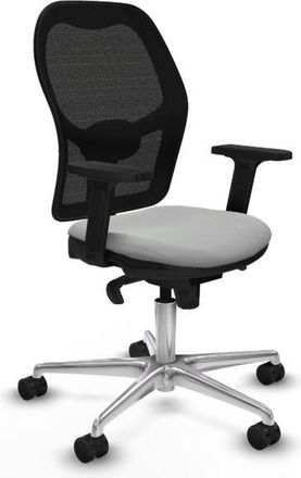 Piqueras y Crespo Piqueras Y Crespo - Jorquera Sincro Malla Negra Similpiel Gris Claro Brazos 2d Base Aluminio Ruedas 65mm Nailon