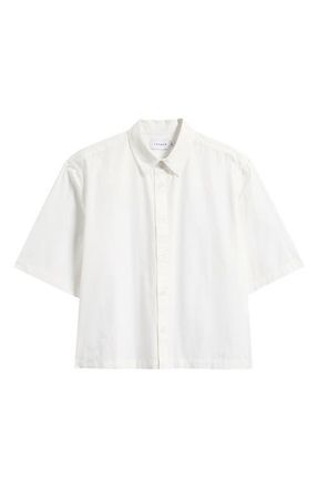 Topman Crop Short Sleeve Cotton Poplin Button-Up Shirt in White at Nordstrom, Size Xx-Large
