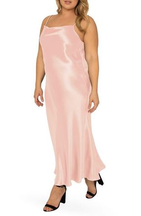 Standards & Practices Cowl Neck Satin Slipdress in Rosepink at Nordstrom, Size 2X
