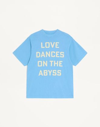 Valentino Valentino Cotton T-Shirt with Love Dances On The Abyss & Made In Valentino Print Man SKY BLUE 3XL