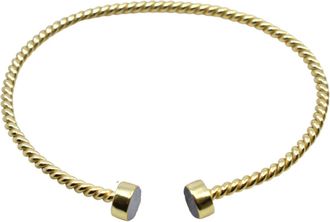 A Blonde and Her Bag Twist Bangle Cuff with Grey Druzy