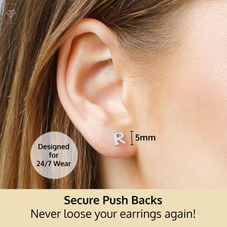 MAX + STONE 14k Yellow or White Gold Small Script Initial Letter Stud Earrings