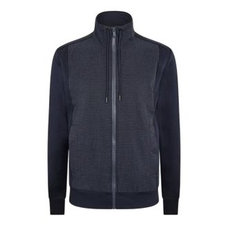 HUGO BOSS Heren-sweatshirt van Shepherd met geweven stof en doorlopende ritssluiting (Donkerblauw)