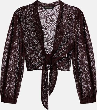 Adriana Degreas Cotton-blend lace crop top