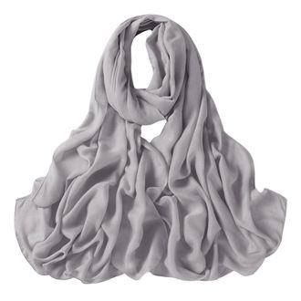 Lina & Lily Luxury Womens Bamboo Viscose Woven Scarf Shawl Wrap Solid Lightweight (Light Grey)