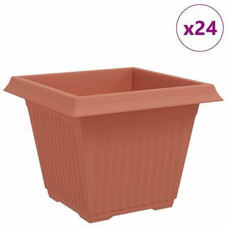 vidaXL Maceta Cuadrada Para Flores 24 Pcs Rojo Ladrillo Pl&aacute;stico Vidaxl