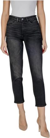 Ichi Zwarte Slim Fit Jeans - Dames - Cropped Jeans - Zwart - W31 - Katoen - Jeans