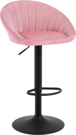 Woltu Woltu - Juego De 1 Taburete De Bar De Terciopelo, Sillas De Bar Giratorias Ajustables, Color Rosa