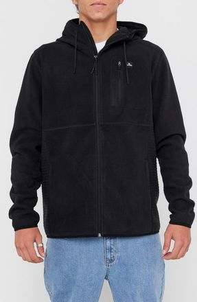 Rip Curl Departed Polar Fleece Zip Hoodie in Black at Nordstrom, Size Medium