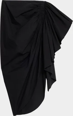 Michael Kors Draped High-Low Cotton Midi Skirt