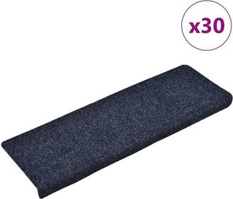 vidaXL Vidaxl - Felpudos Autoadhesivos Para Escaleras, 30 Unidades, 65 X 21 X 4 Cm, Borde Rectangular Azul