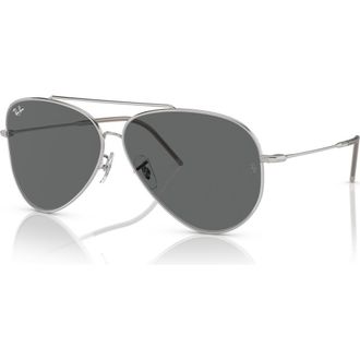 Ray-Ban Aviator Reverse 59mm Pilot Sunglasses in Silver at Nordstrom