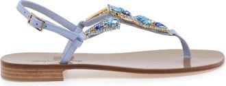 Paolo Ferrara Schoenen, Dames, Blauw, 38 EU, Leer, Jewel Sandal