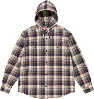 SUPREME SS26 Hooded Flannel Shirt Brown SUP-SS26-205-BRN