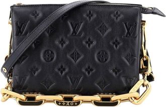 Louis Vuitton Black Monogram Embossed Lambskin Coussin Bb