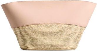 Altuzarra Leather & Straw Basket Clutch in Pale Blush at Nordstrom