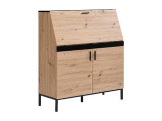 Vente-Unique Escritorio con 2 puertas - MDF - Natural y negro - MALEDA