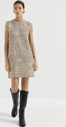 Brunello Cucinelli Dazzling craquel&eacute; embroidery dress in mohair and wool in Silver at Nordstrom, Size X-Small