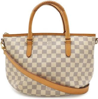 Louis Vuitton Ivory Damier Azur Canvas Shoulder Bag Tote Bag (Pre-Owned)