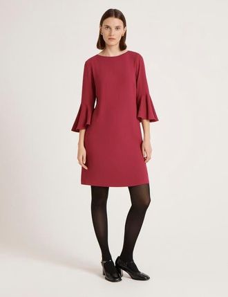Finery Izzy Rich Crepe Long Sleeve Short Dress in Berry at Nordstrom, Size 16