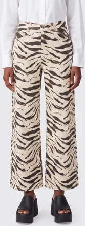 Ganni Jeans wide leg a vita alta con stampa zebrata