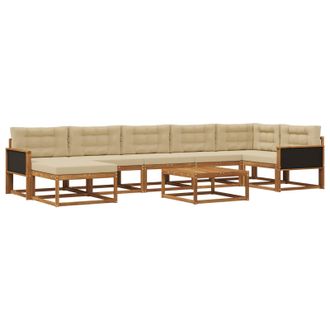 vidaXL Conjunto De Sof&aacute;s De Exterior Con Coj&iacute;n 8 Pcs Natural Y Beige Vidaxl