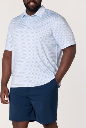 Reebok Big & Tall Mini Geometric Print Performance Polo Shirt in Ice Blue at Nordstrom, Size Xx-Large