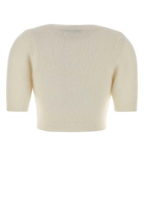 Alessandra Rich Womens Ivory Mohair Blend Sweater White Exterior: Nylon Wool Maglieria